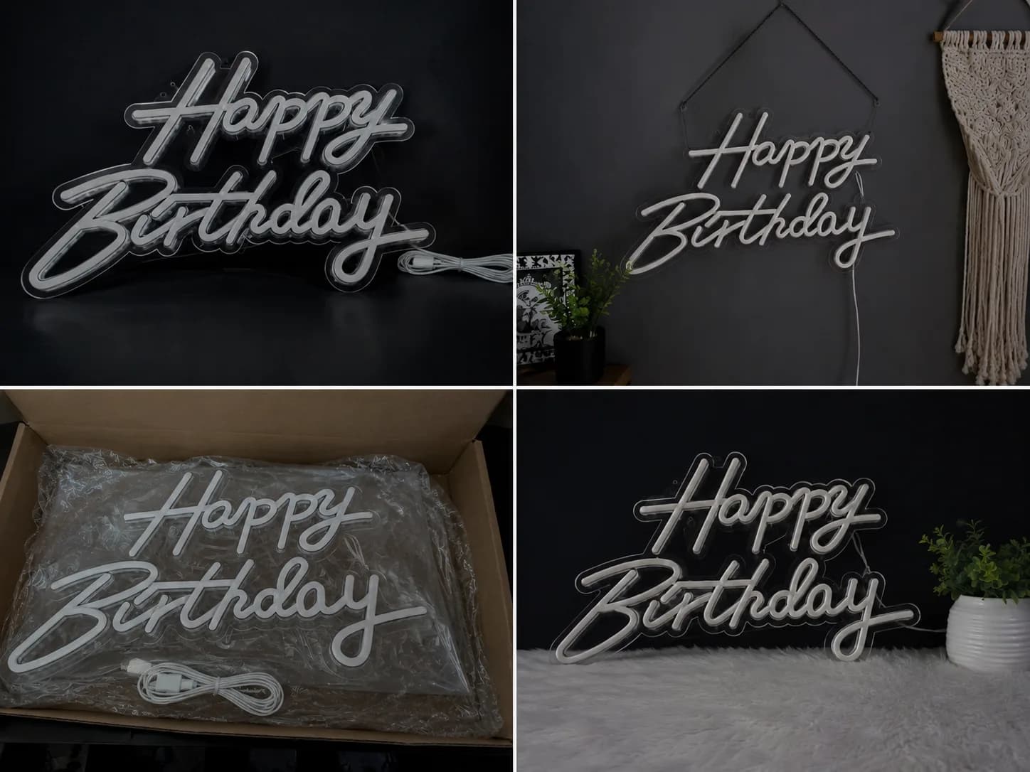 Happy Birthday LED Neon Sign - Pink thumbnail 3