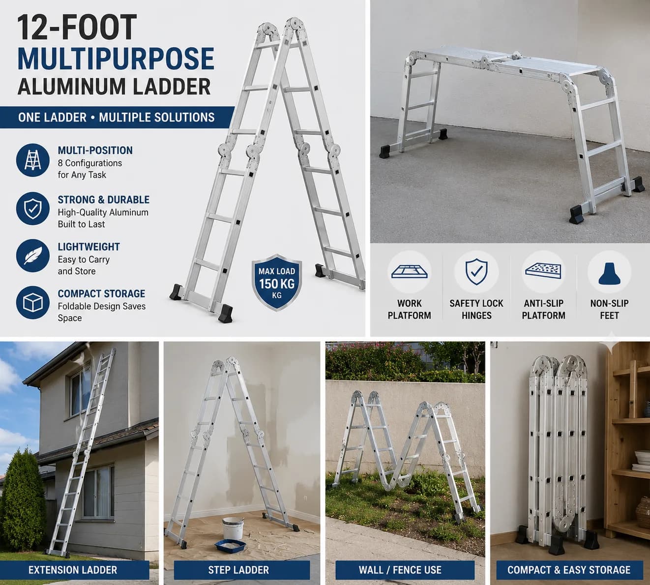 12-Foot Aluminium Multi-Purpose Ladder 4x3 thumbnail 2