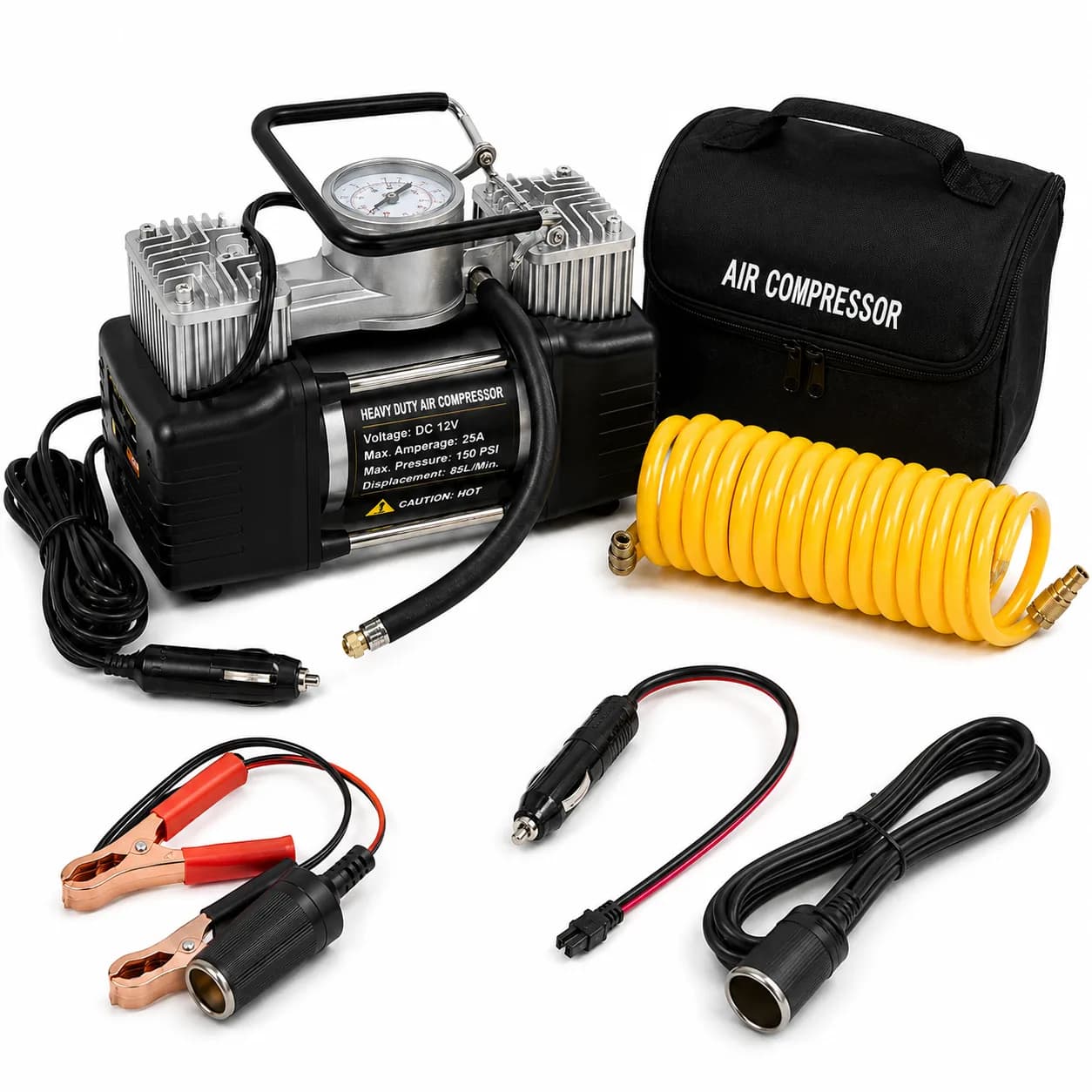 Dual Cylinder Car Air Compressor 12V, 150 PSI thumbnail 3