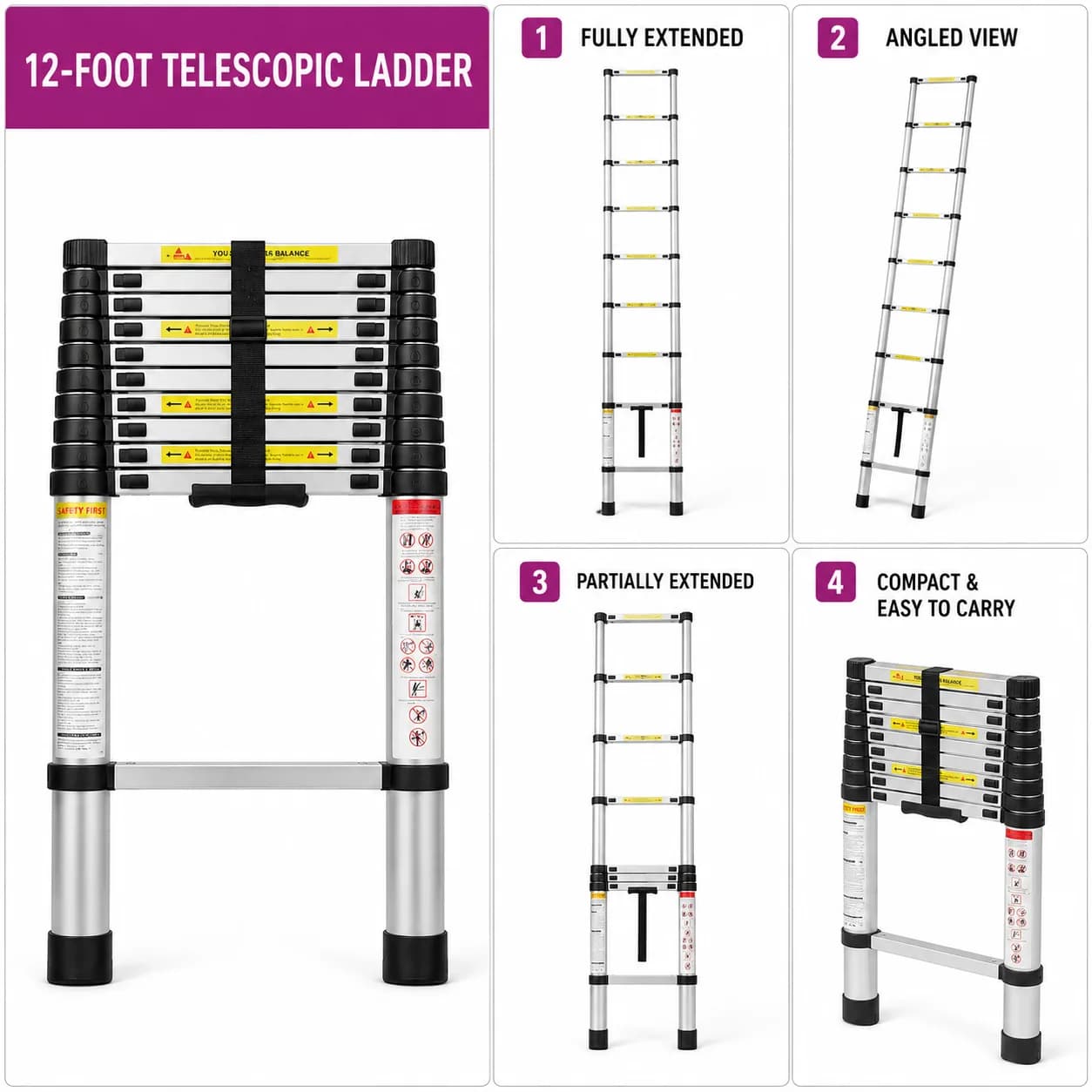 Telescopic Aluminium Ladder 2.9m