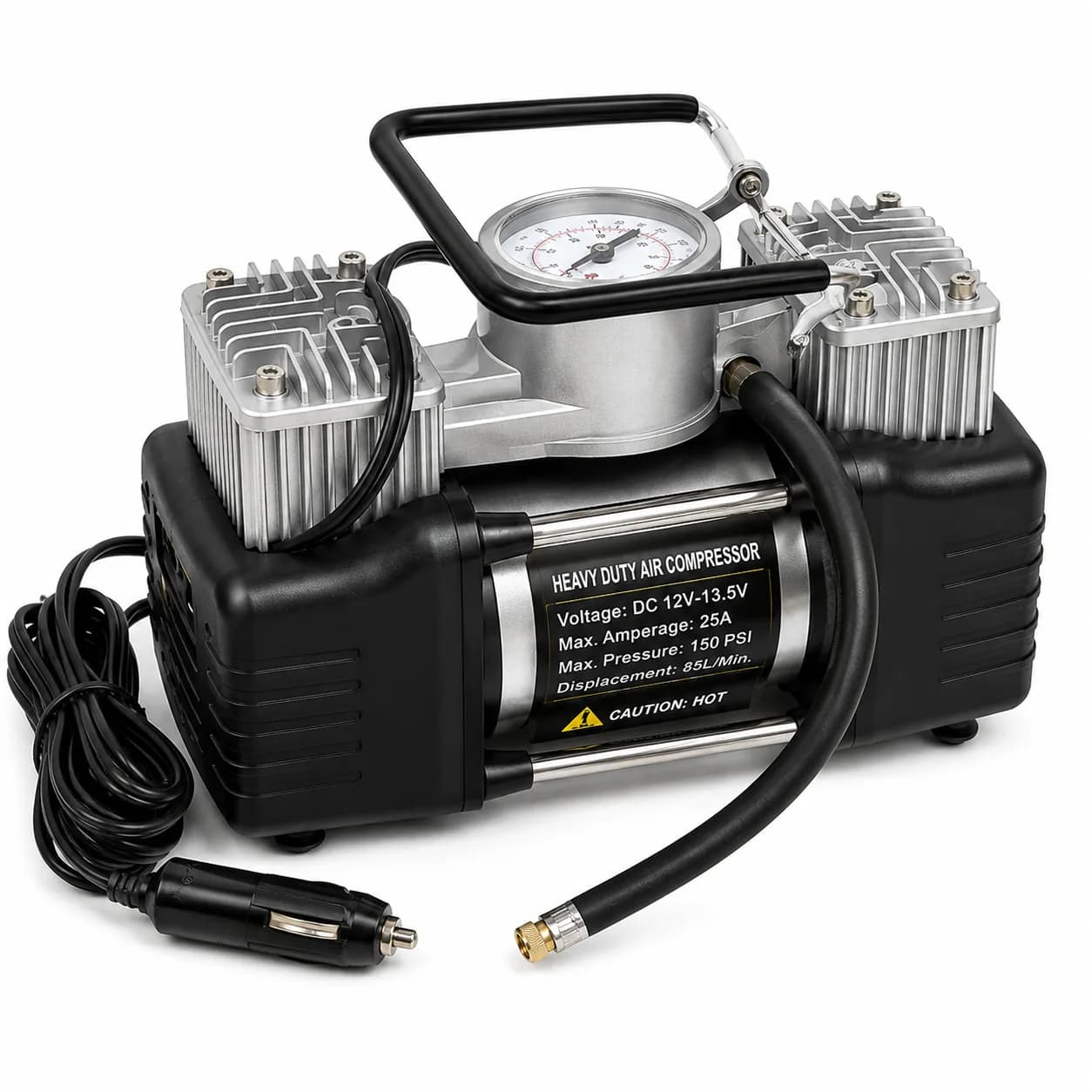 Dual Cylinder Car Air Compressor 12V, 150 PSI