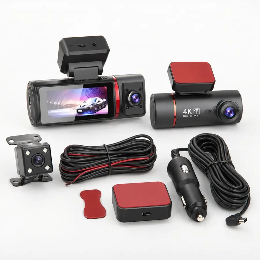 4K WiFi 3-Channel Dash Cam (Front + Interior + Rear)